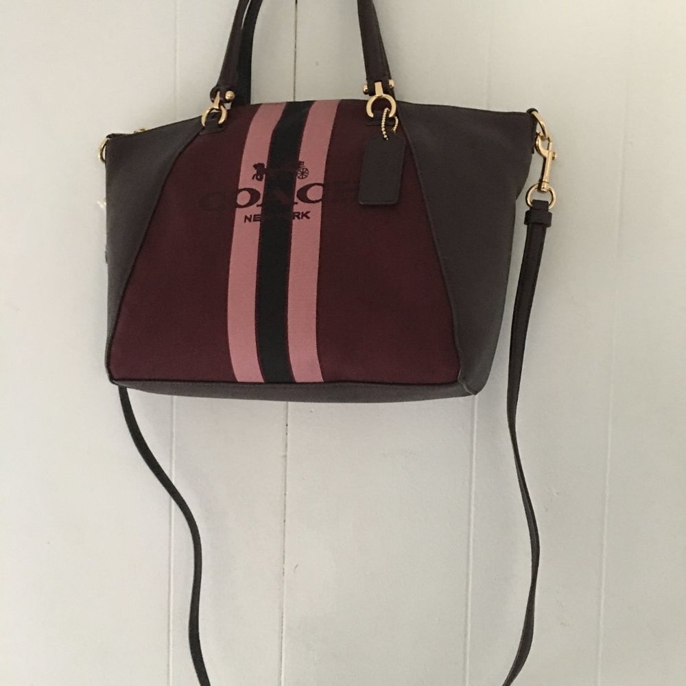 Coach Horse And Carriage Jacquard Prairie Satchel 69646 Oxblood/Gold